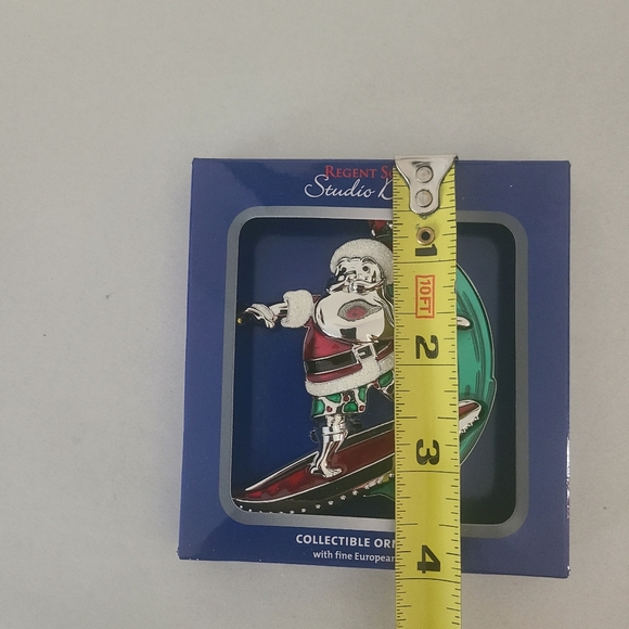 NIB Regent Square Studio Design Surfing Santa Enamel European Crystal Ornament - Picture 6 of 6